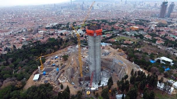 Çamlıca’daki TV kulesinin inşaatı havadan görüntülendi