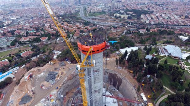 Çamlıca’daki TV kulesinin inşaatı havadan görüntülendi