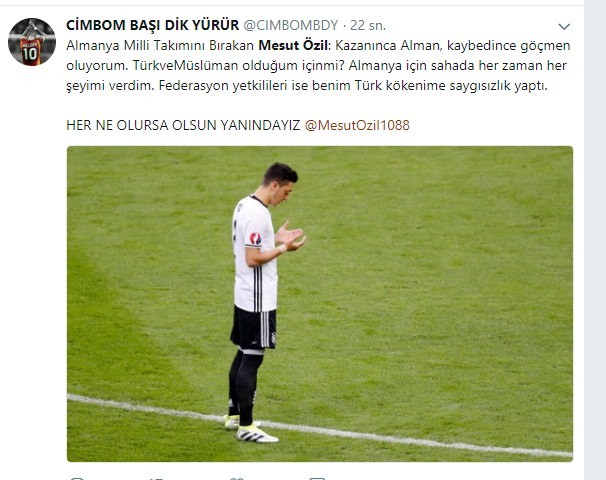 Mesut Özil'e Türkiye'den destek yağıyor!
