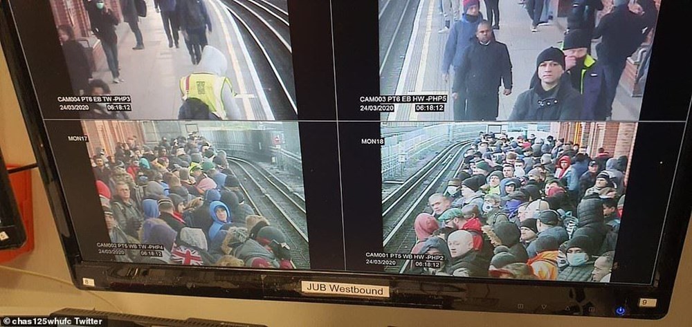 Londra metrosunda korona virüse davet çıkartan görüntüler