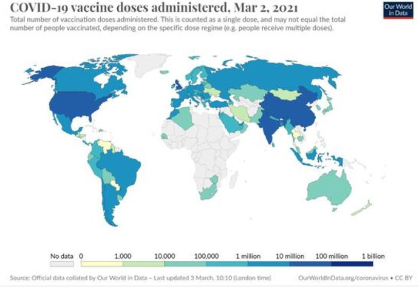 Dünyada bugüne kadar kaç kişiye Kovid-19 aşısı yapıldı?