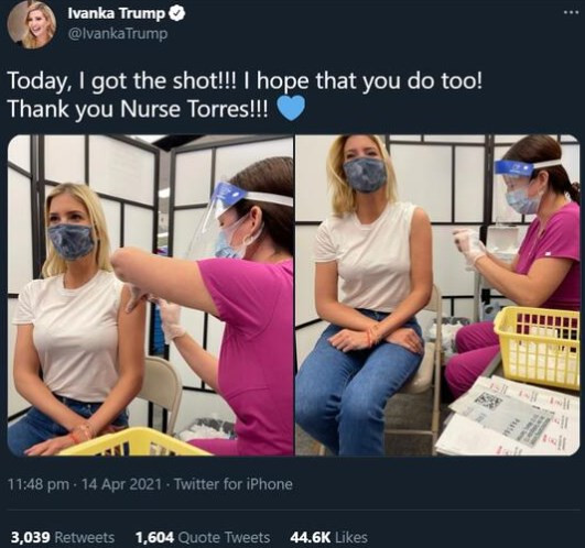 Ivanka Trump'a aşı tepkisi