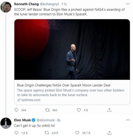 Bezos'un şirketinden SpaceX ve NASA'ya tepki