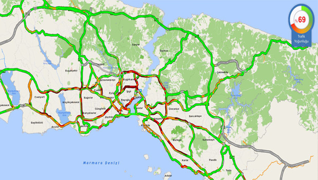 İstanbul'da trafik yoğunluğu yüzde 70'e dayandı!