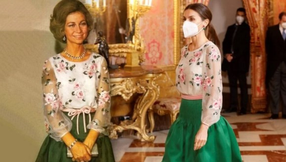 İspanya Kraliçesi Letizia Ortiz kayınvalidesinin 45 yıl önceki kıyafetini giydi