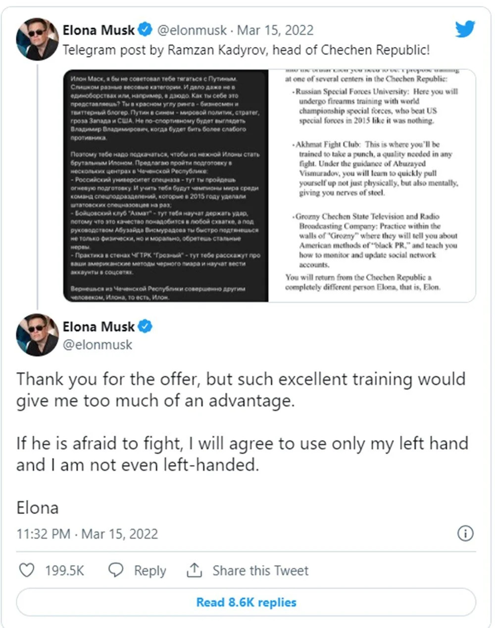 Kendisine 'Elona' diyen Kadirov'a Musk'tan yanıt gecikmedi!
