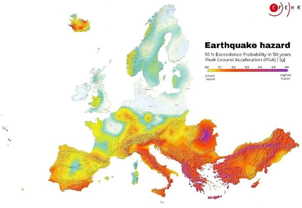 Avrupa’nın deprem haritası: Türkiye'den iki il en riskliler arasında!