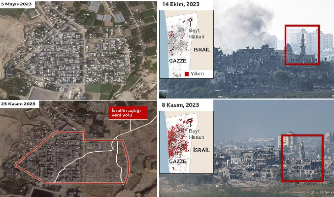 Uydu görüntüleri Gazze'deki yıkımı gözler önüne serdi!