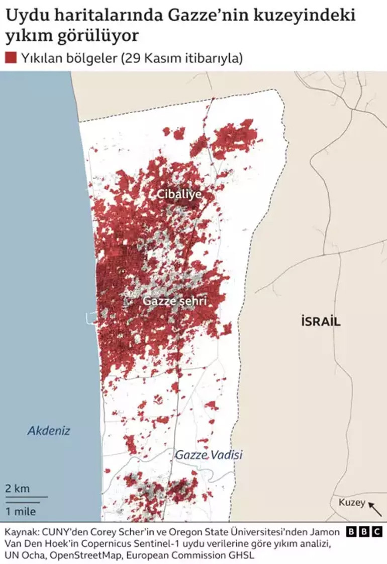 Uydu görüntüleri Gazze'deki yıkımı gözler önüne serdi!