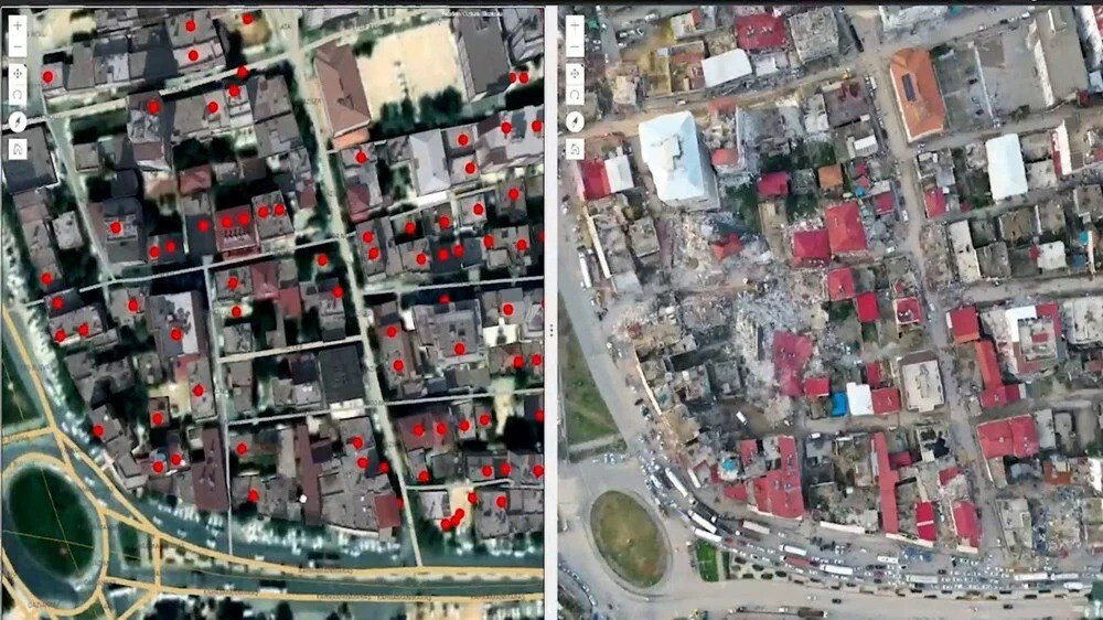 Uydu görüntüleriyle deprem bölgelerinde yapıların öncesi ve sonrası