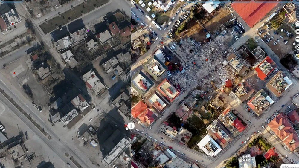 Uydu görüntüleriyle deprem bölgelerinde yapıların öncesi ve sonrası
