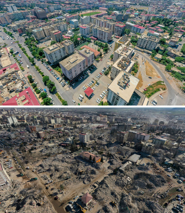 Kahramanmaraş'ta deprem öncesi ve sonrası